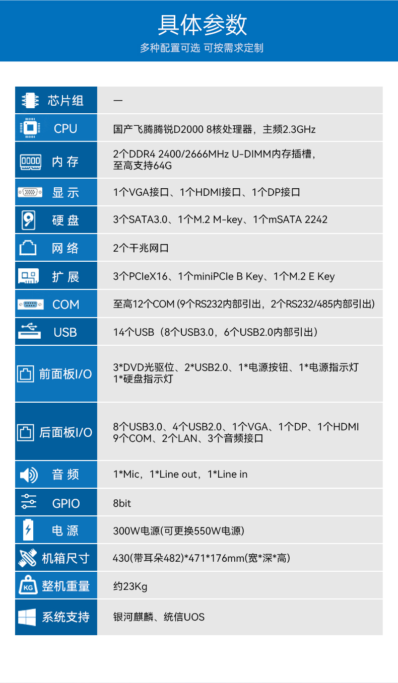 國產(chǎn)4U信創(chuàng)安徽工控機(jī),飛騰騰銳D2000八核處理器,5G國產(chǎn)CPU電腦,DT-610X-TD2KMB.jpg
